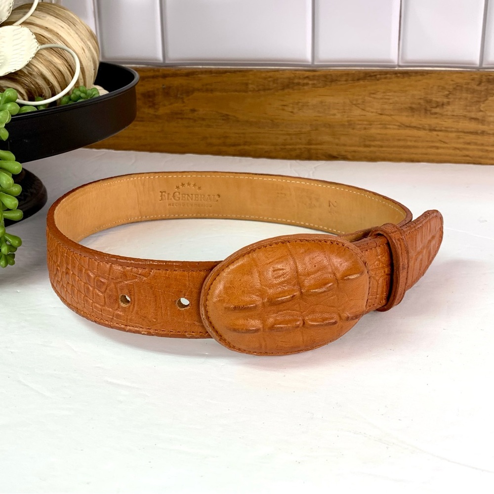 El General Cognac Exotic Skin Belt